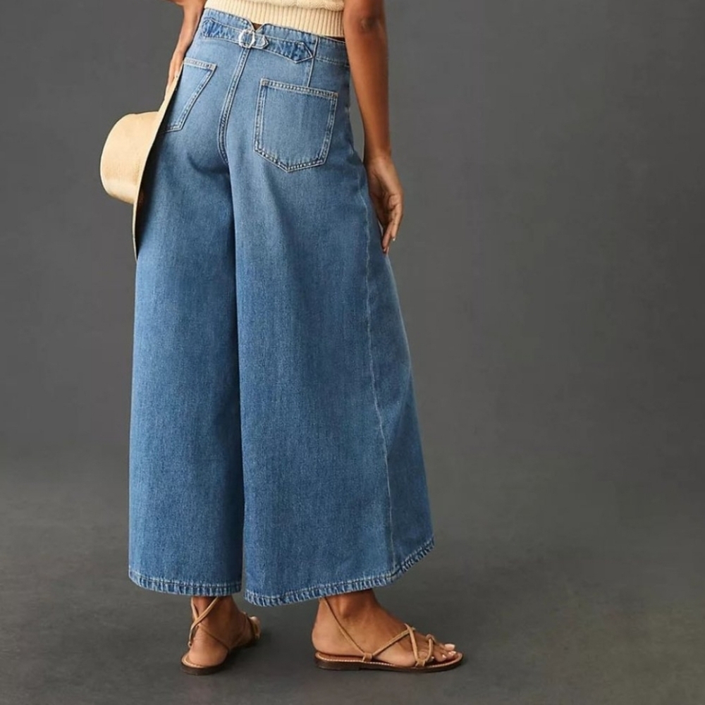 Anthropologie Pilcro Corset High Rise Crop Culotte Jeans Women’s Size 28 - Picture 2 of 10